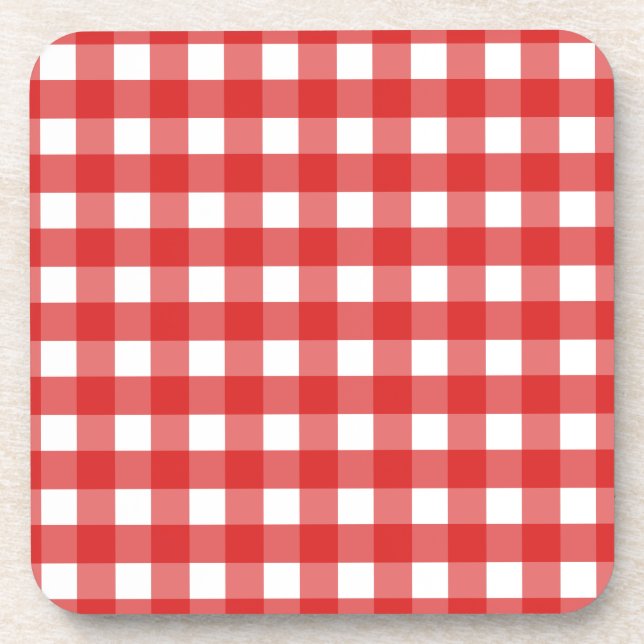 Red gingham coaster (Front)