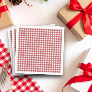 Red Gingham Country christmas Bridal Shower Napkin