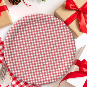 Red Gingham Country christmas Bridal Shower Paper Plate
