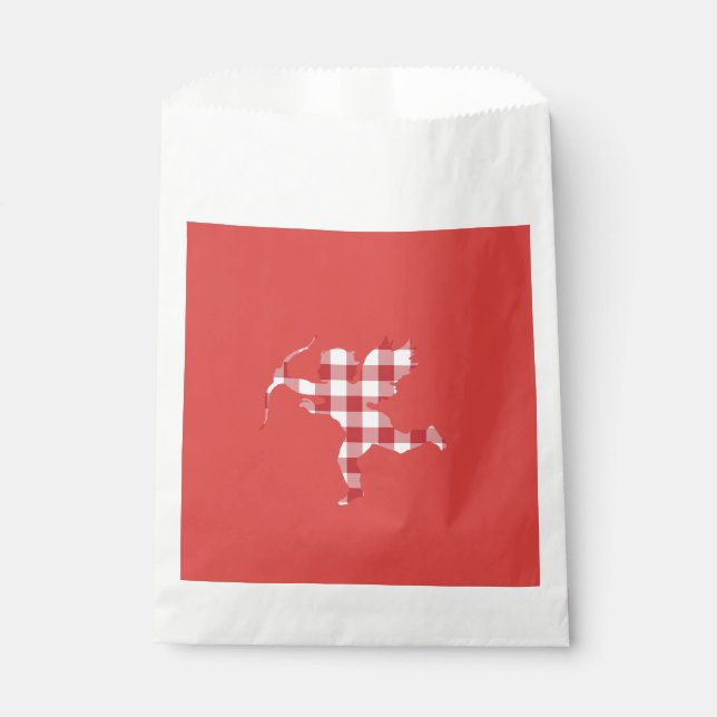 Red Gingham Cupid Favour Bag (Front)