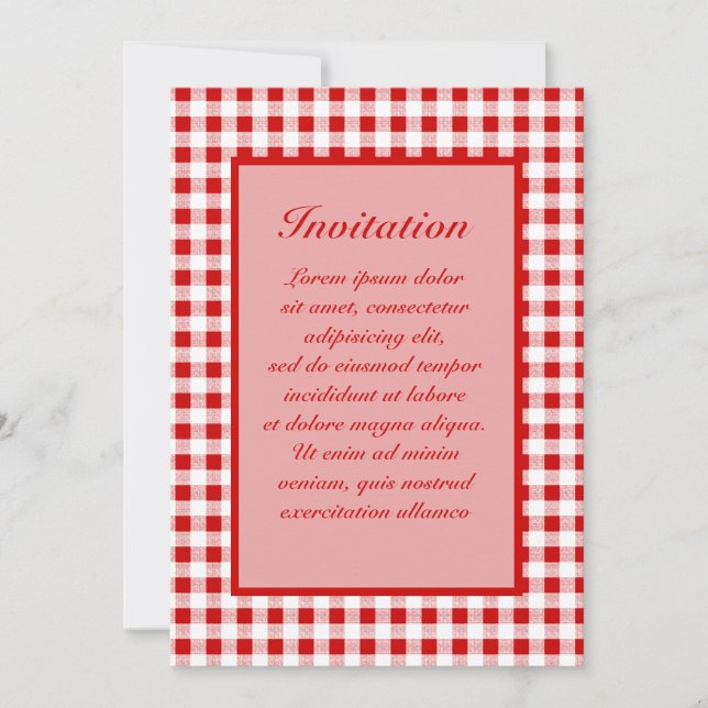 Red Gingham + Custom Colour Invitation (Front)