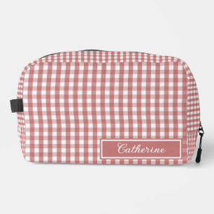 Red Gingham Cute Plaid Cosmetic Dopp Kit