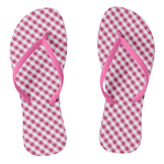 Red Gingham Design Flip Flops