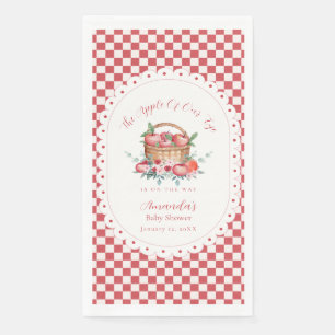 Red Gingham Fall Farmer Harvest Apple Baby Shower Napkin