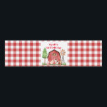 Red Gingham Farm First Birthday Drink Label<br><div class="desc">Red Gingham Farm First Birthday Label. This coordinates with other matching party supplies.</div>