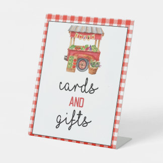 Red Gingham Farmer's Market Cards and Gifts Sign