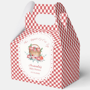 Red Gingham Floral Harvest Apple Baby Shower  Favour Box