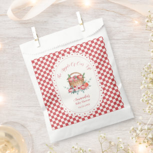 Red Gingham Flower Harvest Apple Baby Shower Favour Bag