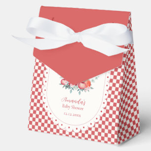 Red Gingham Flower Harvest Apple Baby Shower  Favour Box