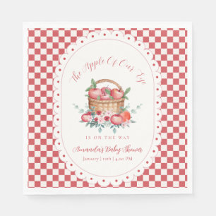 Red Gingham Flower Harvest Apple Baby Shower Napkin