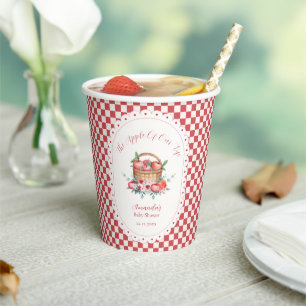 Red Gingham Flower Harvest Apple Baby Shower  Paper Cups