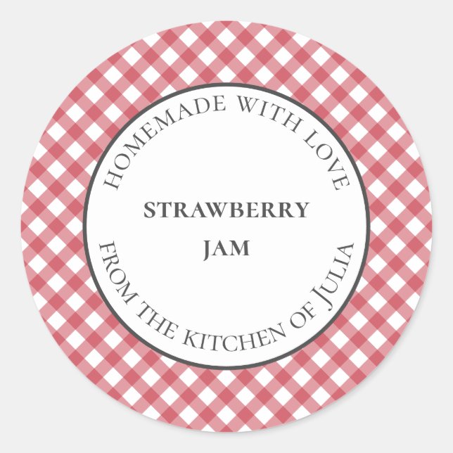 Red gingham food and jar labels for homemade gifts (Front)