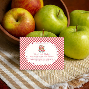 Red Gingham Harvest Apple Books For Baby Shower  Enclosure Card