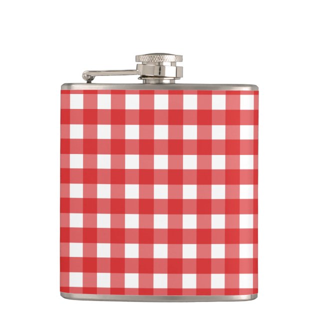 Red gingham hip flask (Front)