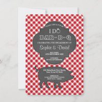 Red Gingham I DO BARBEQUE Engagement Chalk Invite