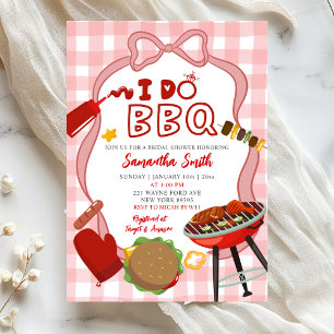 Red Gingham I do BBQ bridal shower invitation