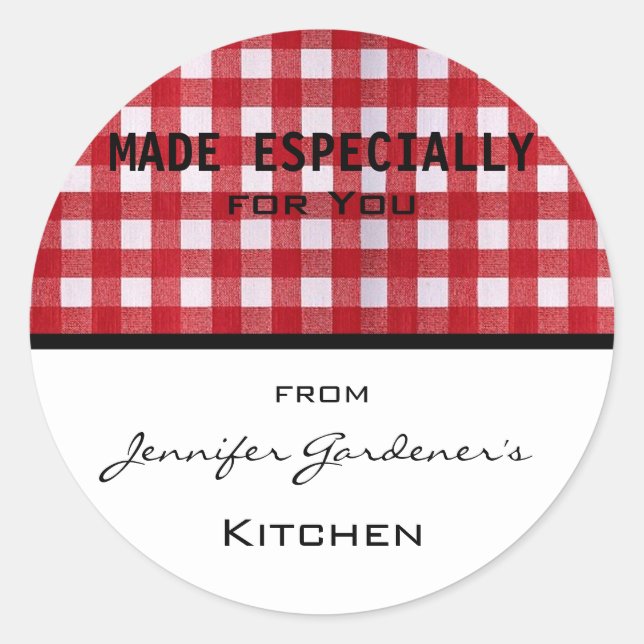 Red Gingham Jar Sticker (Front)