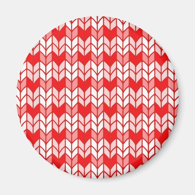 RED GINGHAM KNIT Round Magnet (Front)
