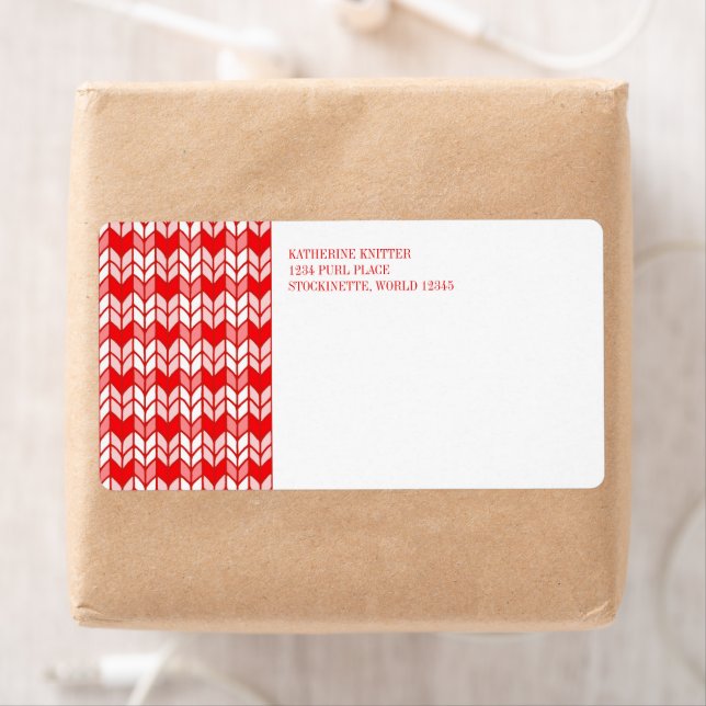 RED GINGHAM KNIT Shipping Address Labels  (Insitu)