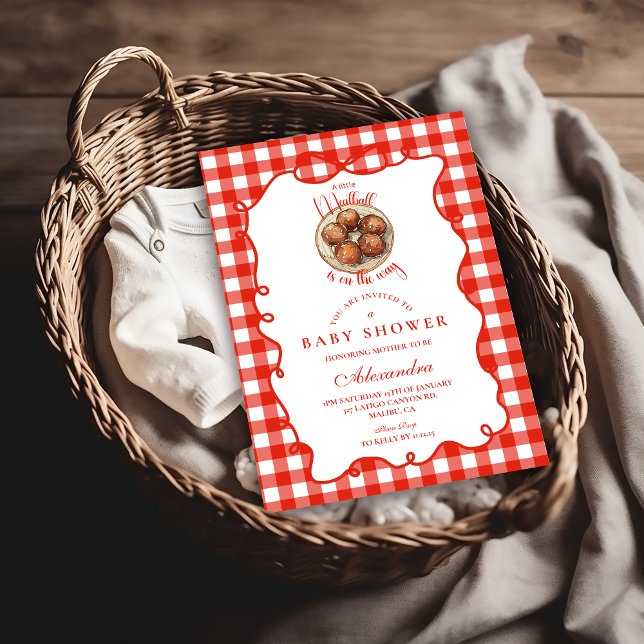 Red Gingham Meatball Baby Shower Invitation (Creator Uploaded)