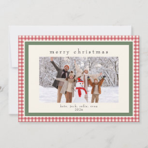 Red Gingham Message Back Holiday 2 Photo Card