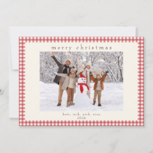 Red Gingham Message Back Holiday Photo Card