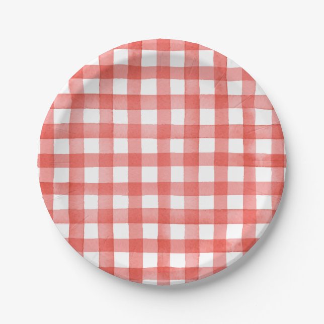 Red Gingham Paper Plates (Front)