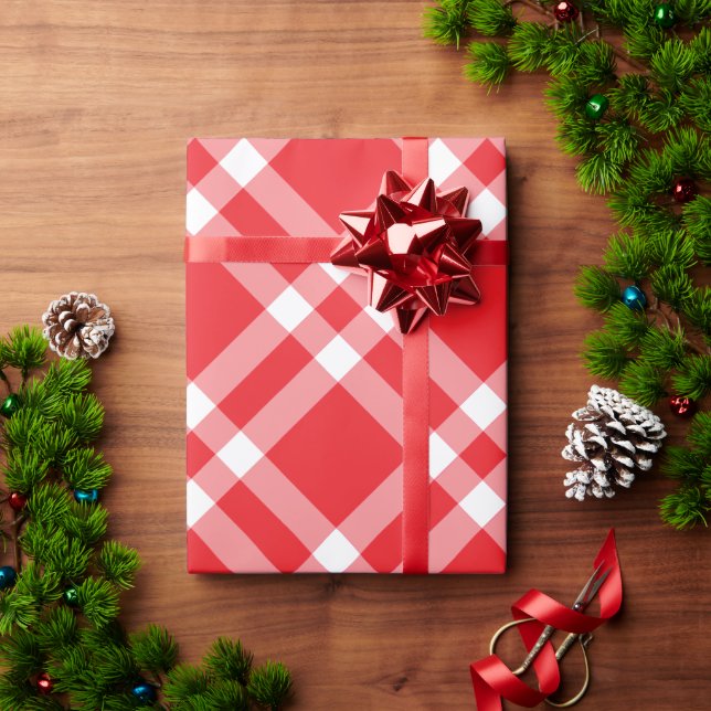 Red Gingham Pattern Christmas Wrapping Paper (Holiday Gift)