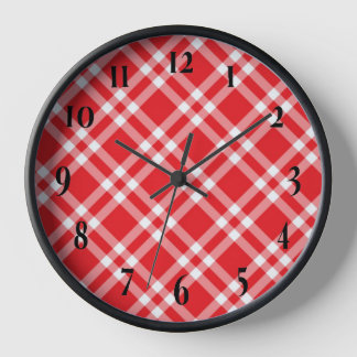 Red Gingham Pattern Clock