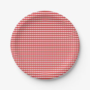 Red Gingham Pattern Paper Plate