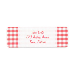 Red Gingham Pattern Return Address Label