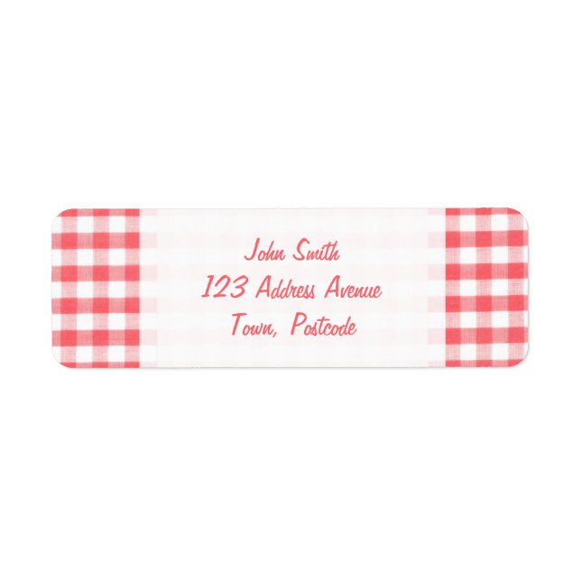 Red Gingham Pattern Return Address Label (Front)