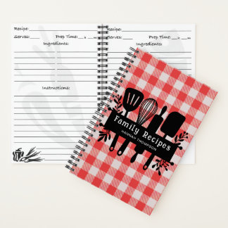 Red Gingham Personalised Cookbook Family Recipes Notebook