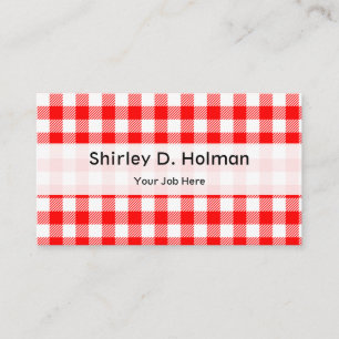 Red gingham picnic tablecloth print business card