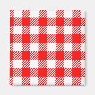 Red gingham picnic tablecloth print magnet