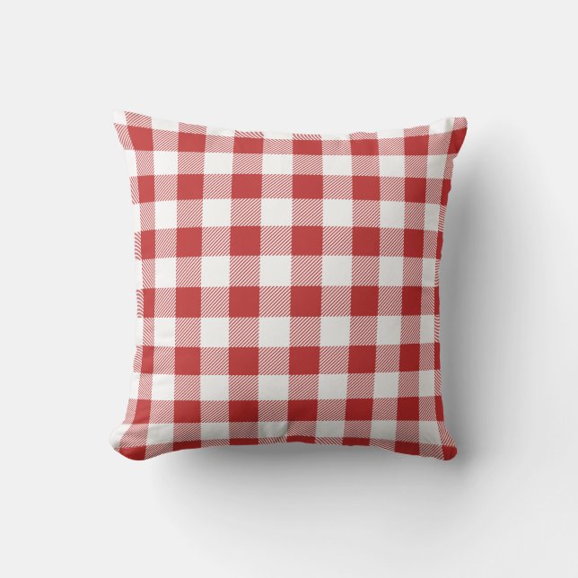 Red Gingham Picnic Throw Pillow – Summer BBQ, Cook (Front)