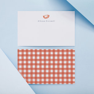 Red Gingham Picnic Watermelon Personal Stationery Card