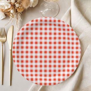 Red Gingham Pizza Italian Baby Shower Paper Plate