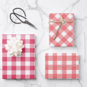 Red Gingham Plaid Birthday Party Wrapping Paper Sheet