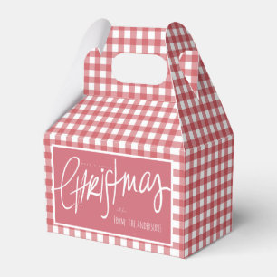 Red Gingham Plaid Christmas Favour Box