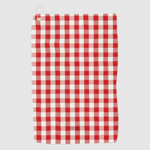 Red Gingham Plaid Golf Towel