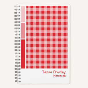 Red Gingham Plaid Vertical Palette Notebook
