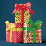 Red Gingham Polka Dots Sunflower Floral Patterns Wrapping Paper Sheet<br><div class="desc">Sunflower wrapping paper sheets with matching mixed patterns: one with lots of yellow sunflowers,  one with red and white polka dots,  and one with red gingham with sunflower clusters.</div>