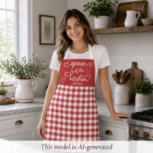 Red Gingham Queen of the Kitchen Apron
