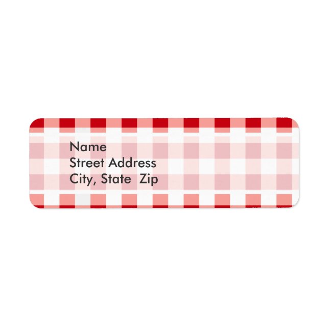Red Gingham Return Address Label (Front)