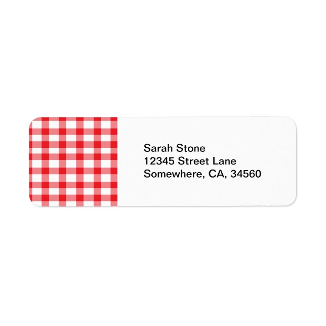 Red Gingham Return Address Label (Front)