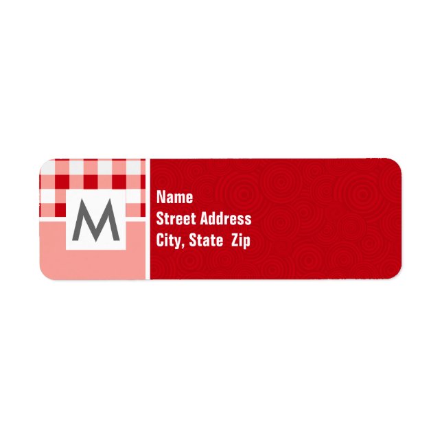 Red Gingham Return Address Label (Front)
