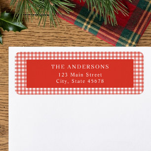 Red Gingham Return Address Label
