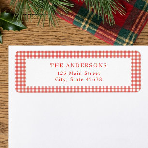 Red Gingham Return Address Label