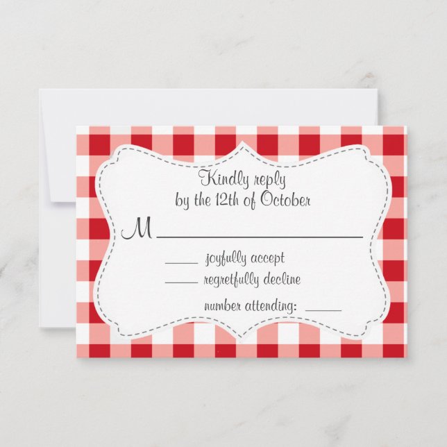 Red Gingham RSVP Card (Front)